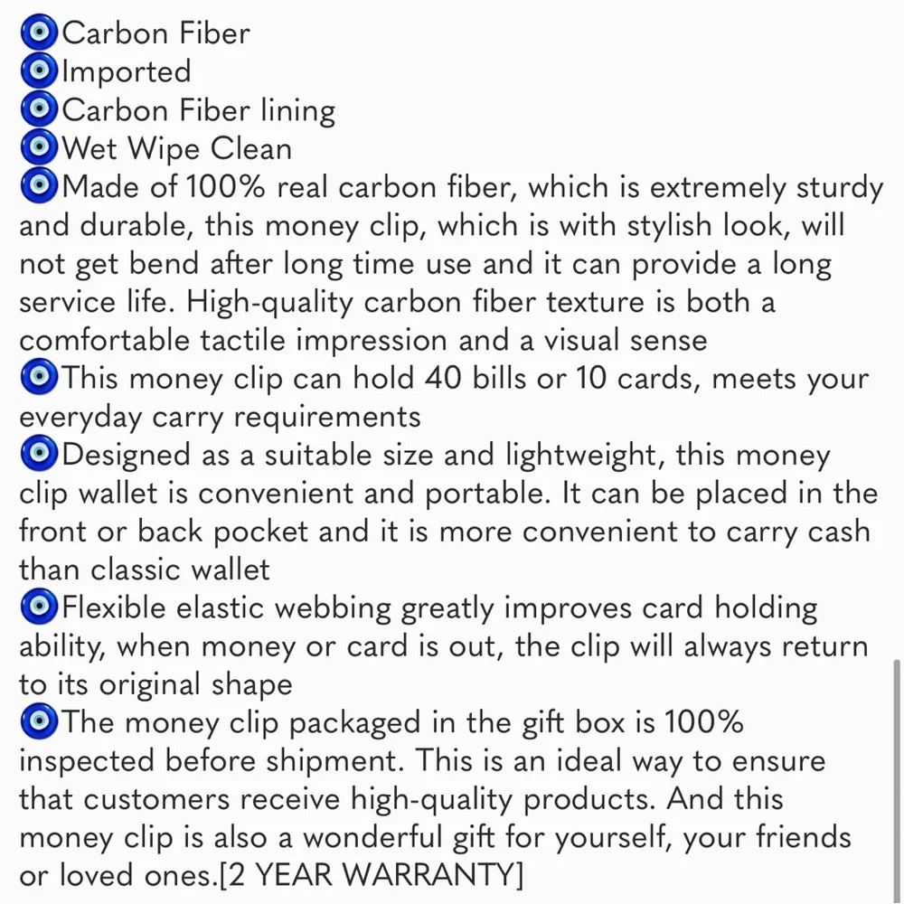 Carbon Fiber Money Clip for Cash and Credit Cards Money Holder Clip